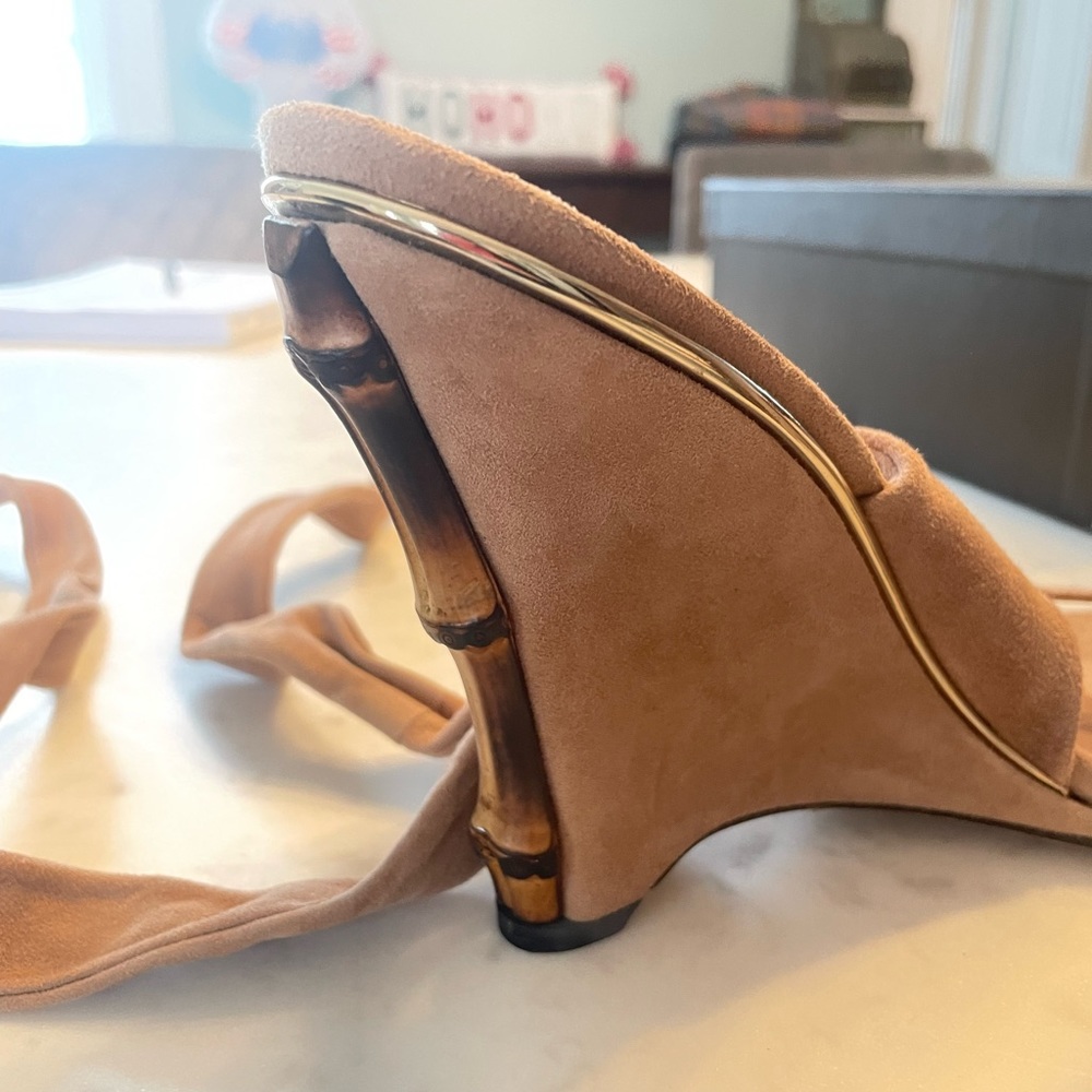 GUCCI Bamboo Accent Suede Sandals - Picture 6 of 15